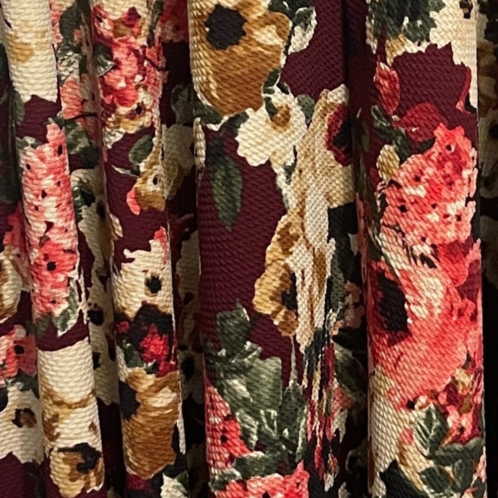 Maxi Skirt in Burgundy with Floral Print